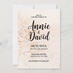 Create Your Own Vintage Etched Rose Wedding Invitation