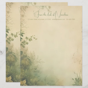 Create Your Own Vintage Gilded Flower Meadow Custom Letterhead
