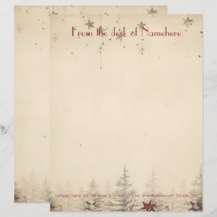 Create Your Own Vintage Grey Red Yule Stationery Custom Letterhead