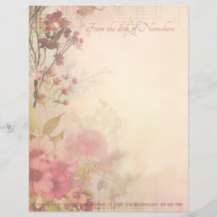 Create Your Own Vintage Pink Orange Cosmos Custom Letterhead