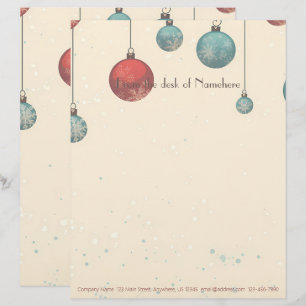 Create Your Own Vintage Red Blue Ornaments Yule Custom Letterhead