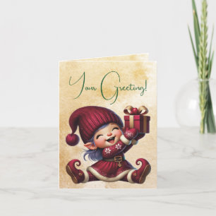 Create Your Own Vintage Sweet Christmas Gnome Holiday Card