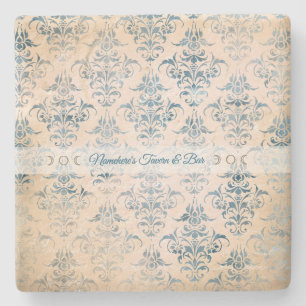 Create Your Own Vintage Teal Damask Stone Coaster