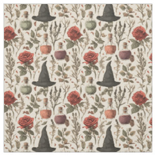 Create Your Own Vintage Witchy Coral Roses Fabric