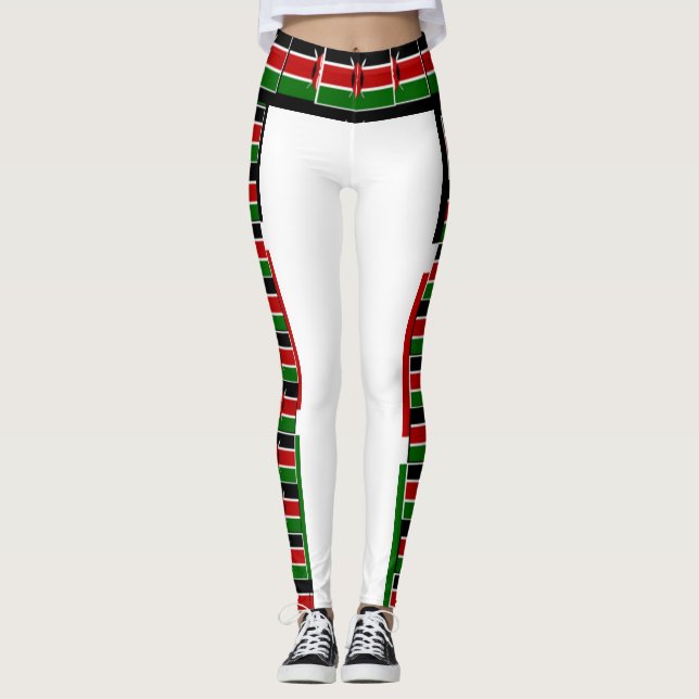 Create your Own Vivid Kenya National Flag Colours Leggings (Front)