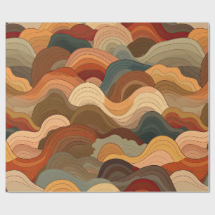 Create Your Own Warm Sunset Waves Wrapping Paper