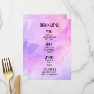 Create Your Own - Watercolor Background Drink Menu