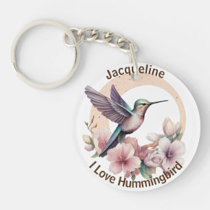Create Your Own Watercolor Hummingbird Custom Name Key Ring
