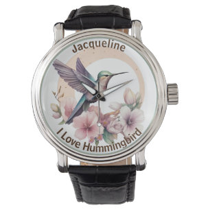 Create Your Own Watercolor Hummingbird Custom Name Watch