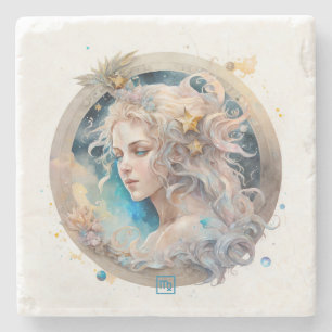 Create Your Own Watercolor Virgo Stone Coaster