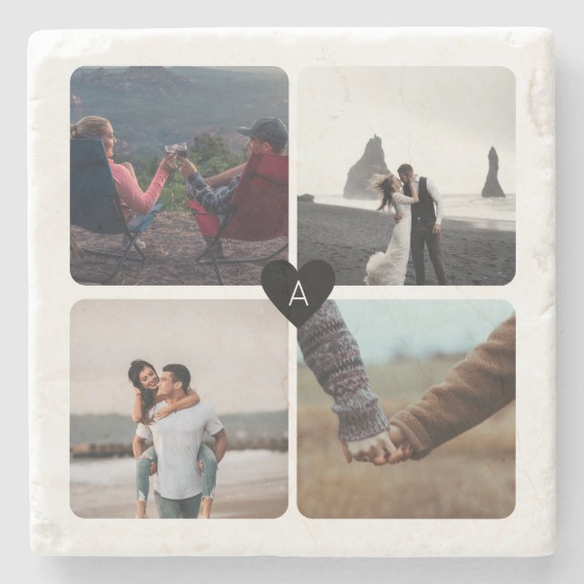 Create Your Own Wedding Anniversary Photo Template Stone Coaster (Front)