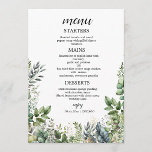 Create Your Own wedding eucalyptus Flat Menu