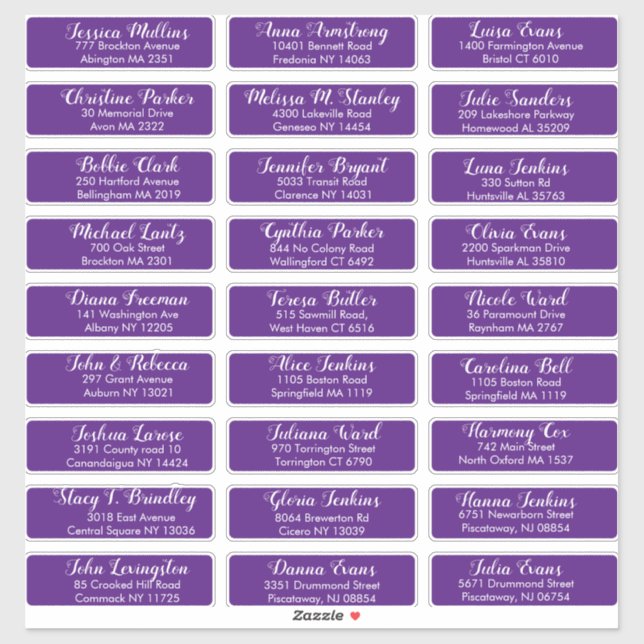 Create Your Own Wedding Guest Address Royal Purple (Sheet)