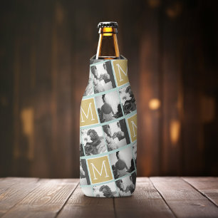 Create Your Own Wedding Photo Collage Monogram Bottle Cooler
