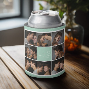 Create Your Own Wedding Photo Collage Monogram Can Cooler