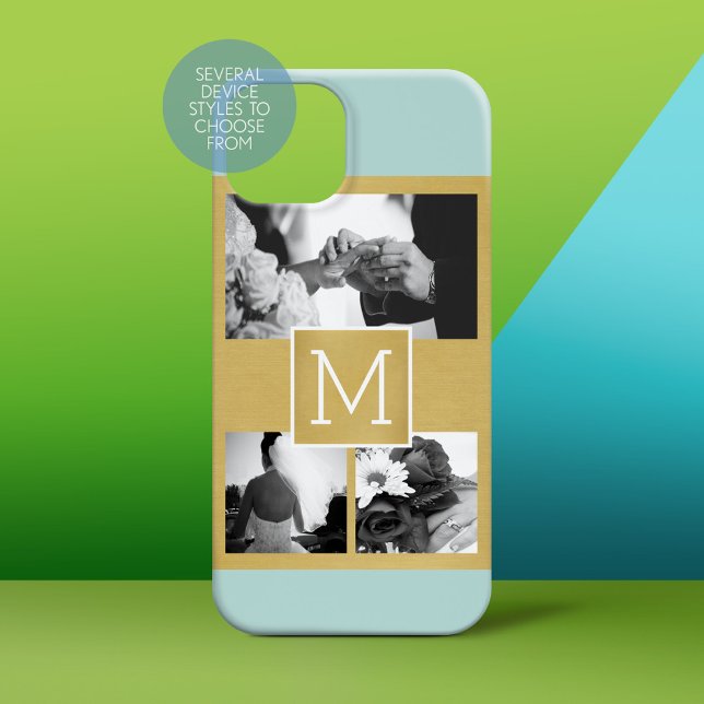 Create Your Own Wedding Photo Collage Monogram Case-Mate iPhone Case (Personalized Phone Case)
