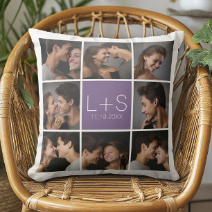 Create Your Own Wedding Photo Collage Monogram Cushion