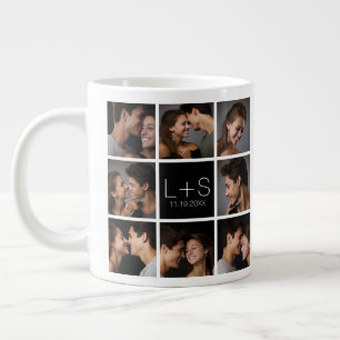 Create Your Own Wedding Photo Collage Monogram Large Coffee Mug