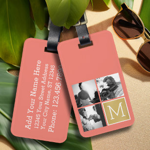 Create Your Own Wedding Photo Collage Monogram Luggage Tag