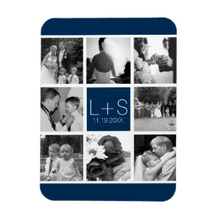 Create Your Own Wedding Photo Collage Monogram Magnet