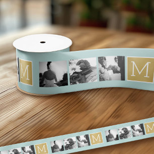Create Your Own Wedding Photo Collage Monogram Satin Ribbon
