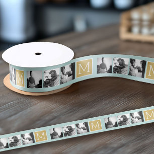 Create Your Own Wedding Photo Collage Monogram Satin Ribbon