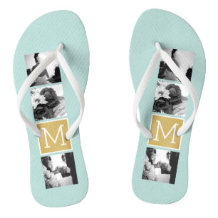Create Your Own Wedding Photo Collage Monogram Thongs