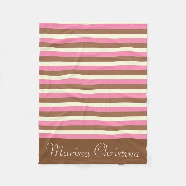 Create Your Own - Whimsical Neapolitan Stripes Fleece Blanket (Front)