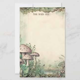 Create Your Own Whimsical Pink Mushrooms Stationery