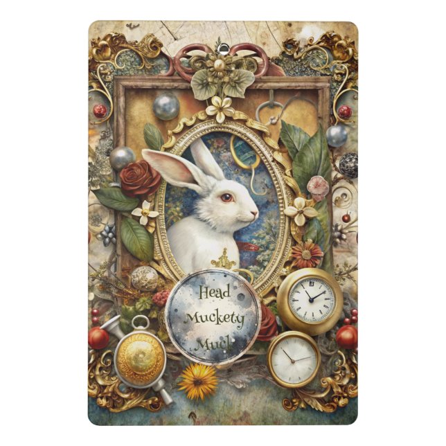 Create Your Own Whimsical White Rabbit Mini Clipboard (Back)