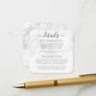 Create Your Own White Bokeh Wedding Enclosure Card