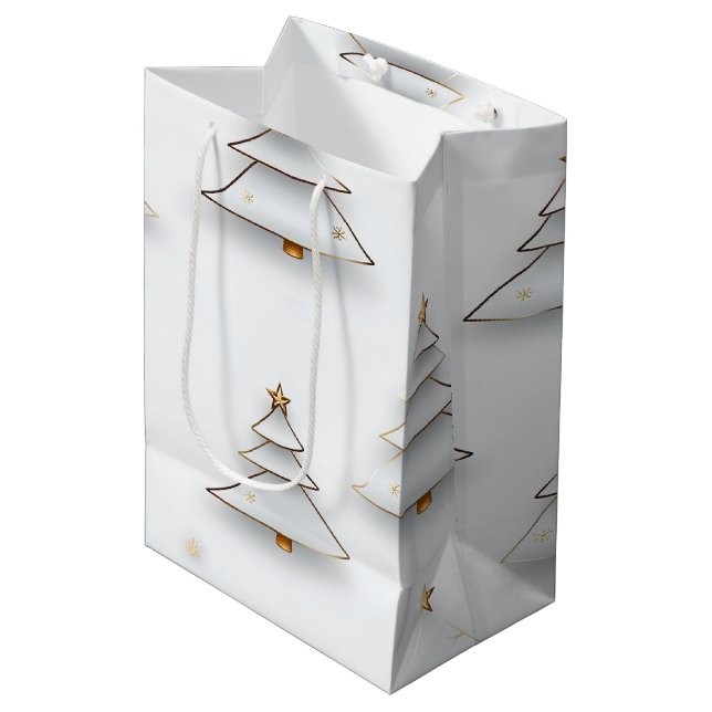Create Your Own White Christmas Trees Medium Gift Bag (Front Angled)