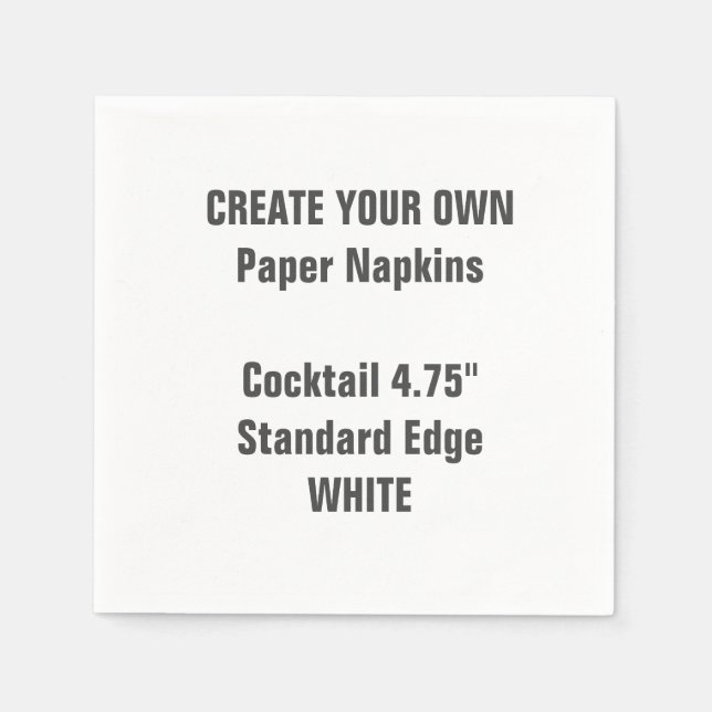 Create Your Own WHITE Cocktail Paper Napkins (Front)