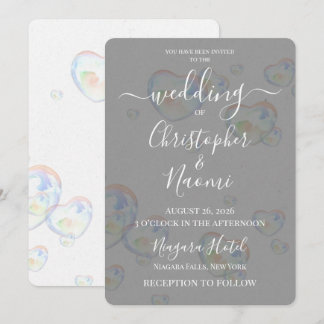 Create Your Own White Glass Hearts Wedding Invitation