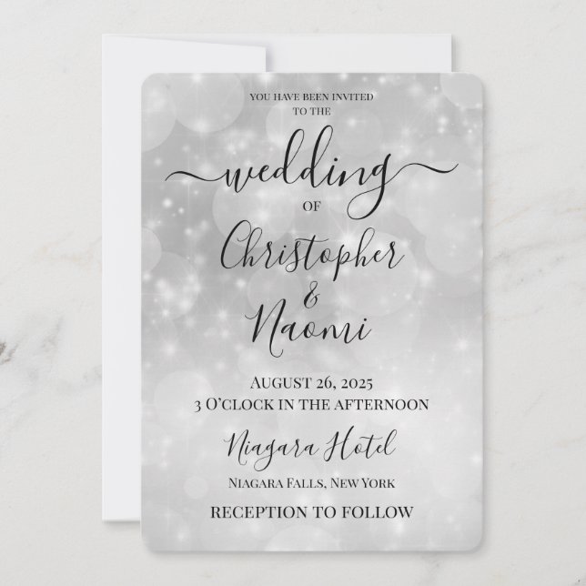 Create Your Own White Lights Bokeh Wedding Invitation (Front)