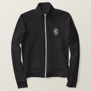 Create Your Own White Monogrammed Black Men's Embroidered Jacket