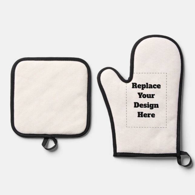 Create Your Own white  Oven Mitt & Pot Holder Set (Front)
