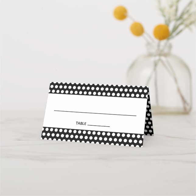 Create Your Own White Polka Dot Place Card (Front)