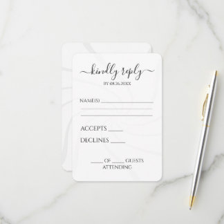 Create Your Own White Retro Swirl Calligraphy RSVP Card