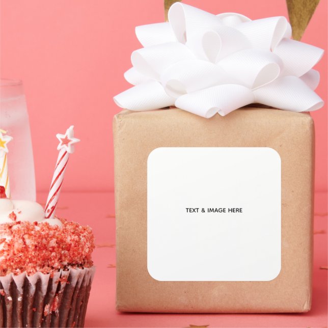 Create Your Own white Square Sticker (Party)