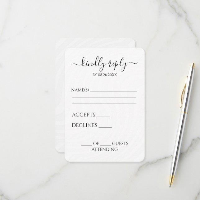 Create Your Own White Waves Calligraphy RSVP Card (Front/Back In Situ)