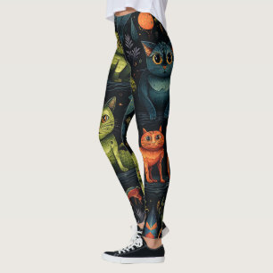 Create Your Own Wild Goblin Cats Bats Black Leggings