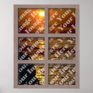 Create Your Own Window With Bleached Brown Frame Poster
