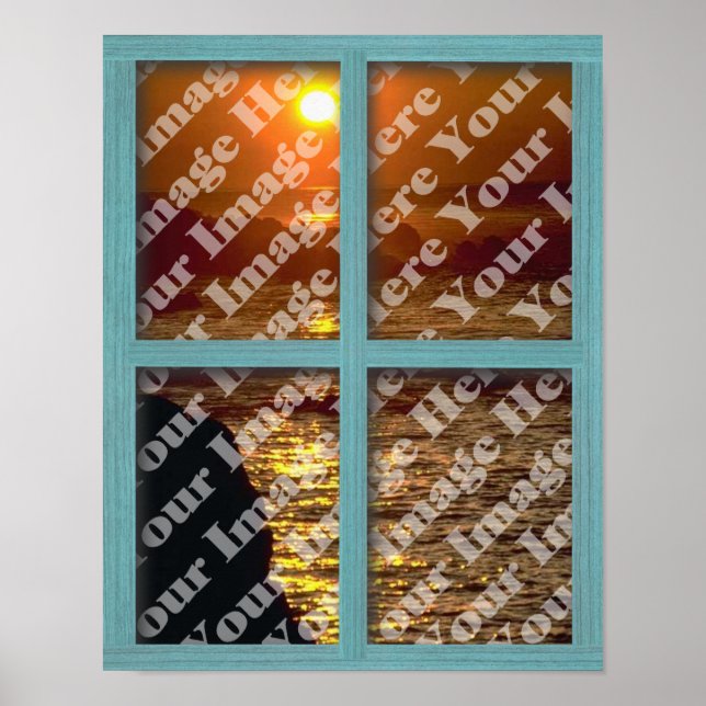 Create Your Own Window With Green Wooden Frame Poster (Front)