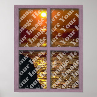 Create Your Own Window With Pink 4 panel Frame Poster