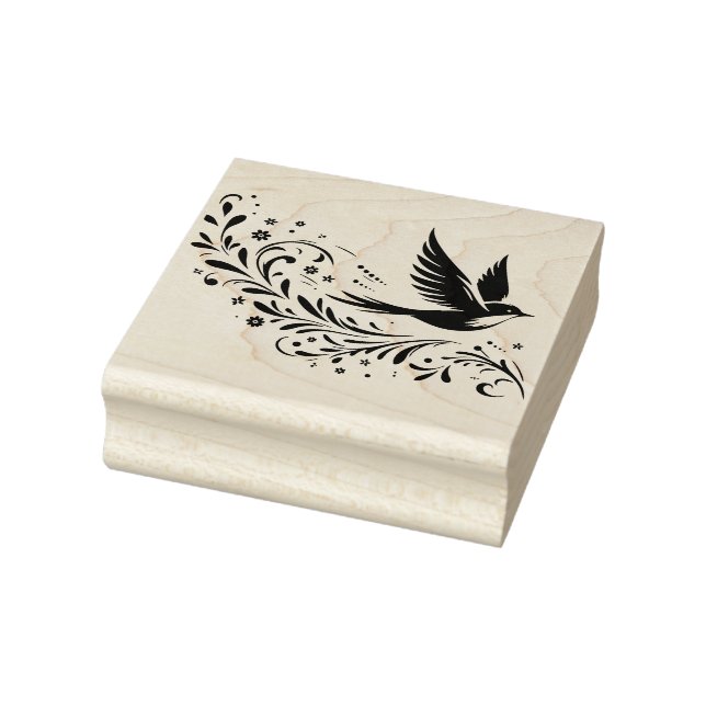 Create Your Own Windswept Leafy Vine Songbird Rubber Stamp (Stamp)