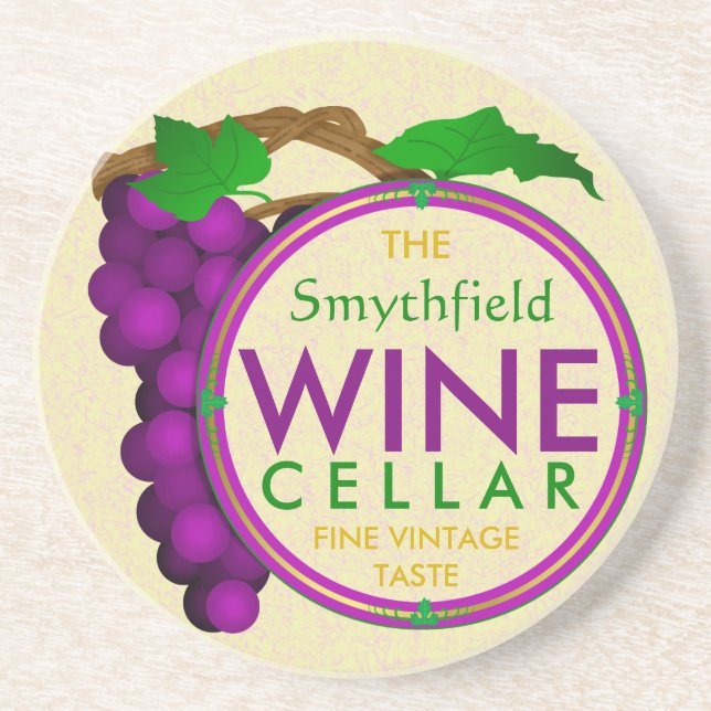 Create Your Own Wine Cellar Grapes Personalised Coaster (Front)
