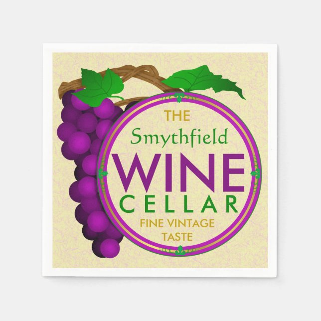 Create Your Own Wine Cellar Grapes Personalised Napkin (Front)