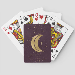 Create Your Own Wine & Gold Double Crescent Moon Playing Cards