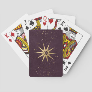 Create Your Own Wine & Gold Ten-Pointed Star Playing Cards